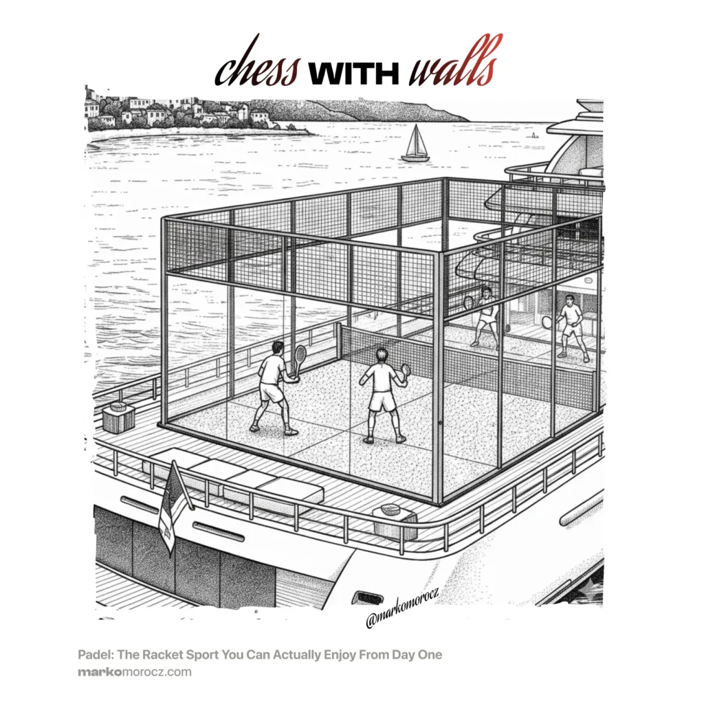 Playin padel on a yacht at the sea